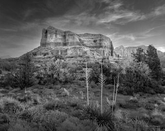 Courthouse – Black and White Sedona Landscape Print, Desert Photography, Fine Art Wall Decor