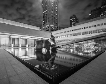 Reclining Form Lincoln Center Print – Black White NYC Architecture Photography Wall Decor