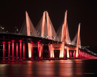 Midnight Span – Mario Cuomo Bridge Unframed Print, Architectural Fine Art Photography,  Color or Black and White