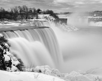 Winter Niagara Falls Print,  Travel Fine Art Photography, Color & Black and White
