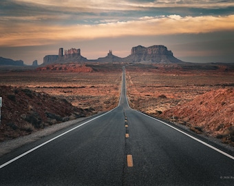 Monument Valley Road Print, Mile Marker 13 Fine Art Photograph, Color and Black and White