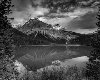Emerald Lake Black and White Landscape Print – Canadian Rockies Fine Art Photography