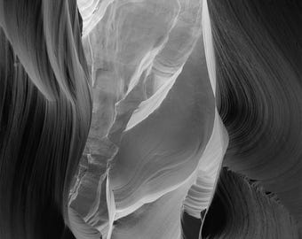 Glamorous – Black and White Antelope Canyon Print, Nature Photography, Fine Art Wall Decor