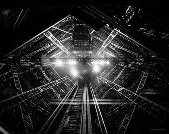 Eiffel Tower Interior Black and White Print – Paris Landmark Architecture Fine Art Photography