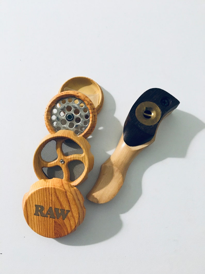 Raw Wood Effect Grinder 4 Parts Shredder Herb Grinder & Wooden Etsy
