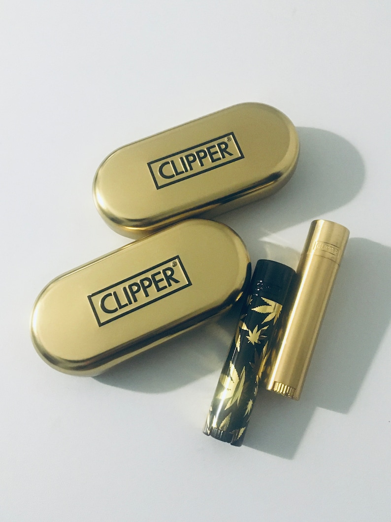 2x Original Metal Clipper Lighter Gold Leaves & Plain Gold Etsy