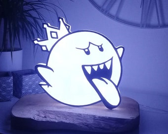 King boo lamp, room decor, wall lamp, bedside lamp, neon, Nintendo, Mario, king boo led