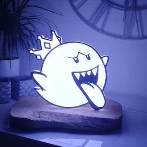 King boo lamp, room decor, wall lamp, bedside lamp, neon, Nintendo, Mario, king boo led