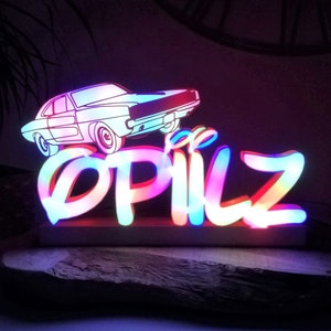 Dodge Charger, luz noturna, nome, lâmpada personalizada