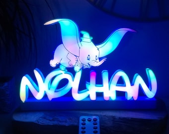 Baby nightlight, Dumbo, baby room decoration, personalized name, baby gift idea, personalized Dumbo