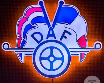 DAF illuminated logo with French flag for truck cabs