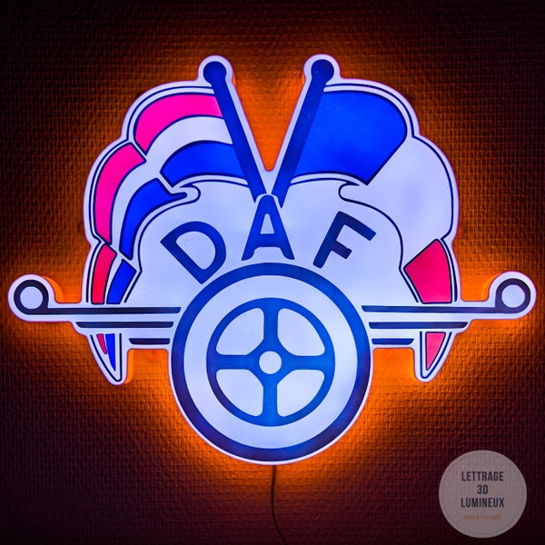 Logo lumineux DAF avec drapeau de la France pour cabines de camions