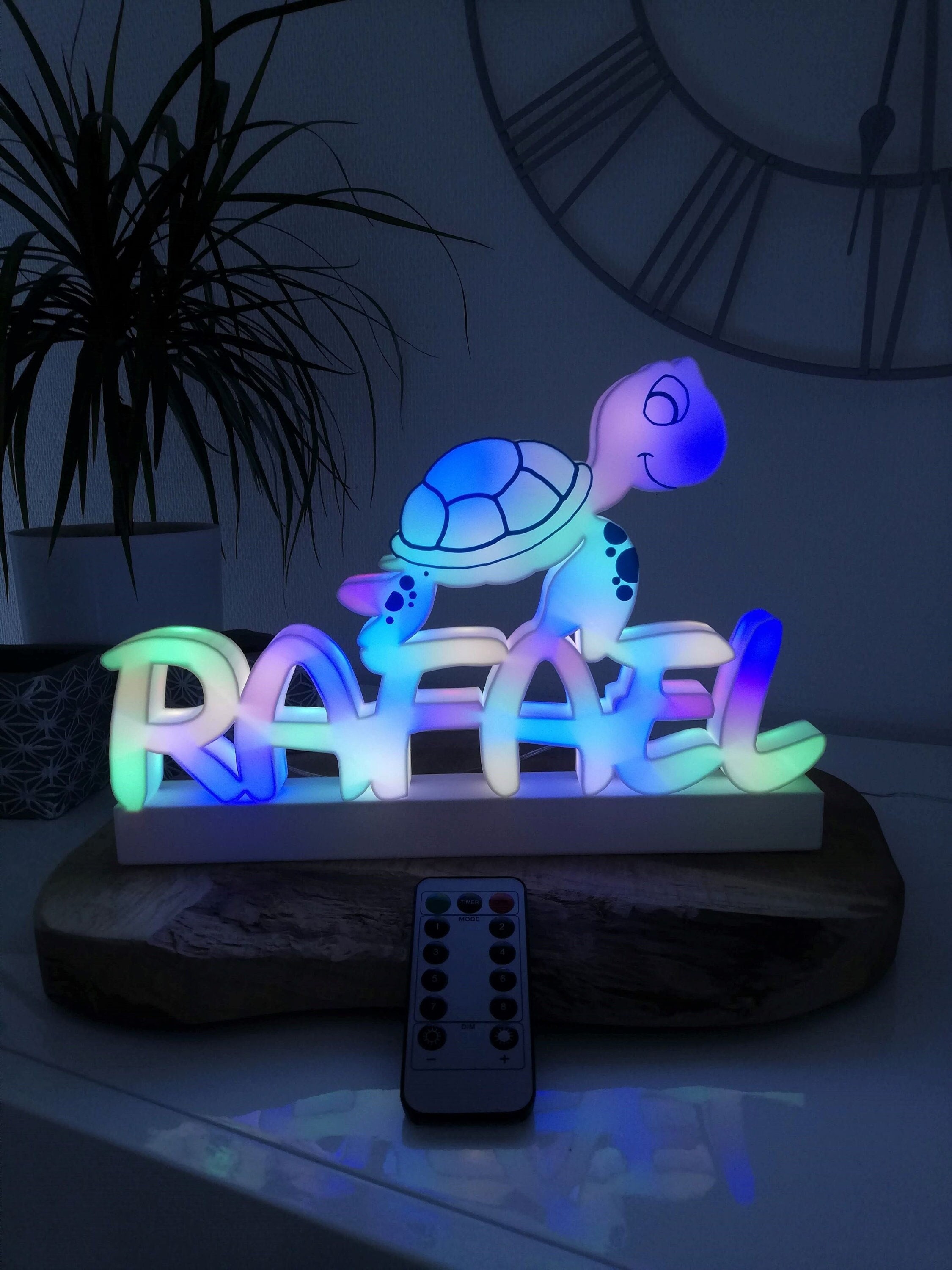 Veilleuse Bébé, Néon, Led , Tortue, Lampe Personnalisée, Prénom Lumineux, Décoration Murale