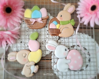 Cookie cutter bunnies with eggs