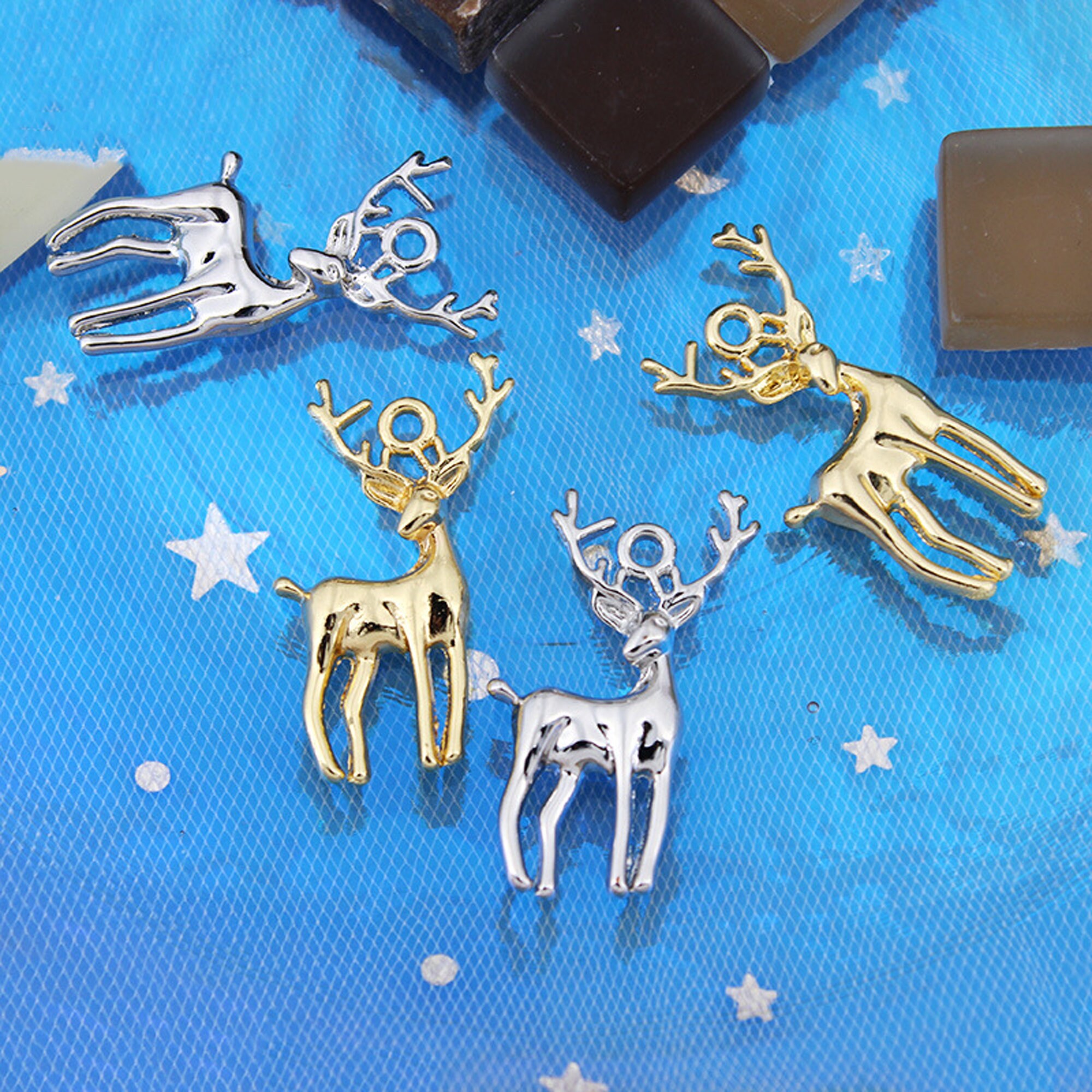10pcs/pack cute golden elk Shape Charms For DIY Earrings Etsy