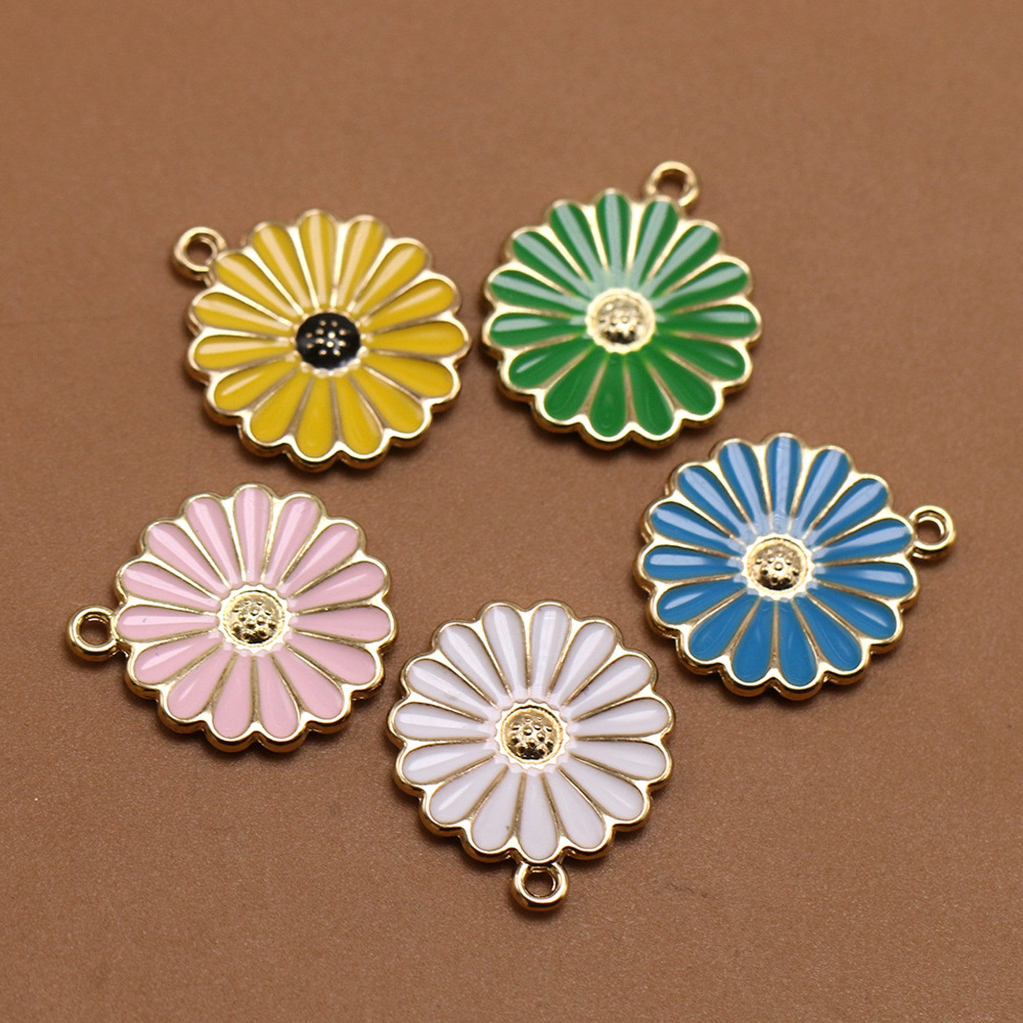1/10/50pcs Enamel flower charms for Etsy