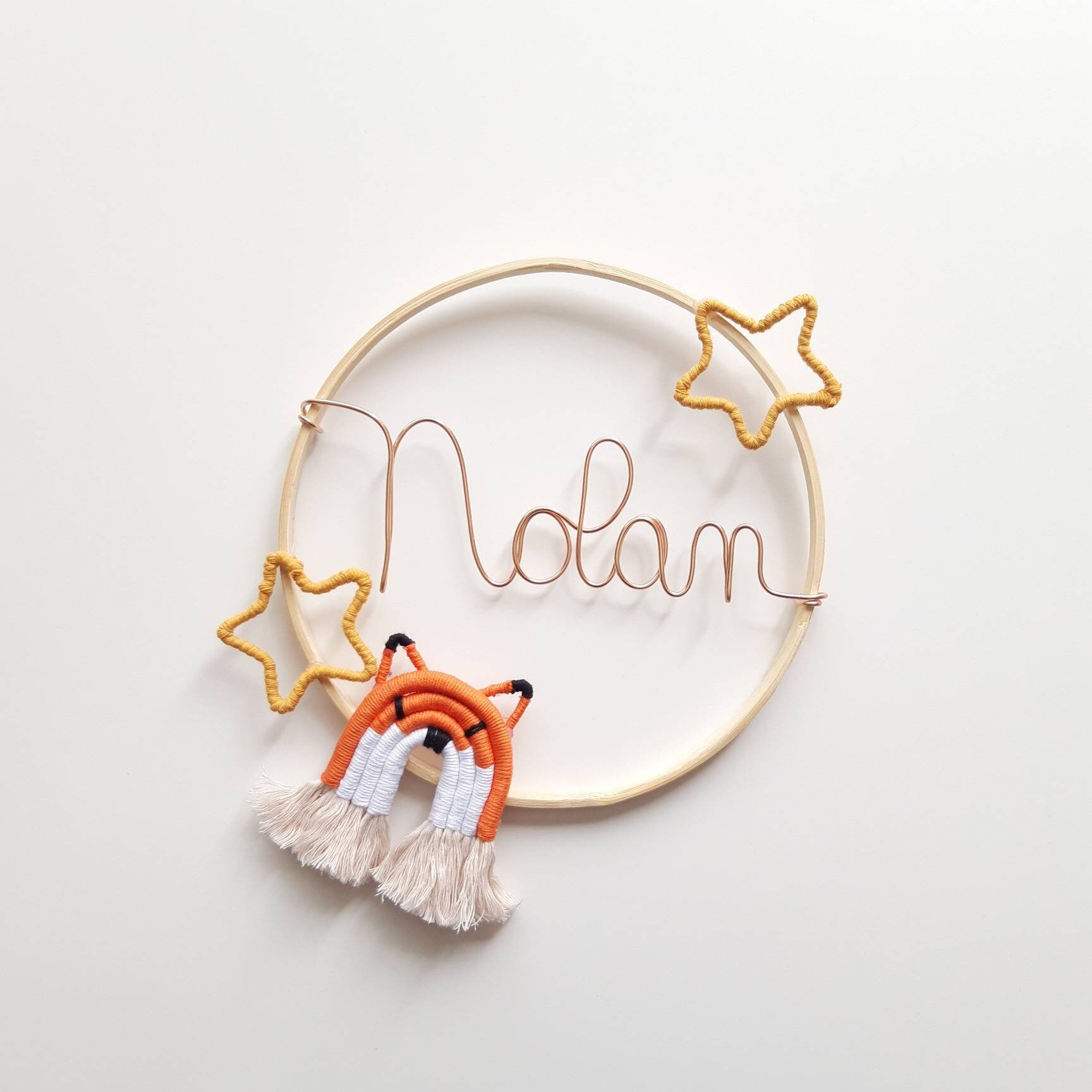 Couronne Prénom Macramé, Décoration Murale Chambre d'enfant, Idée Cadeau Naissance, Personnalisé