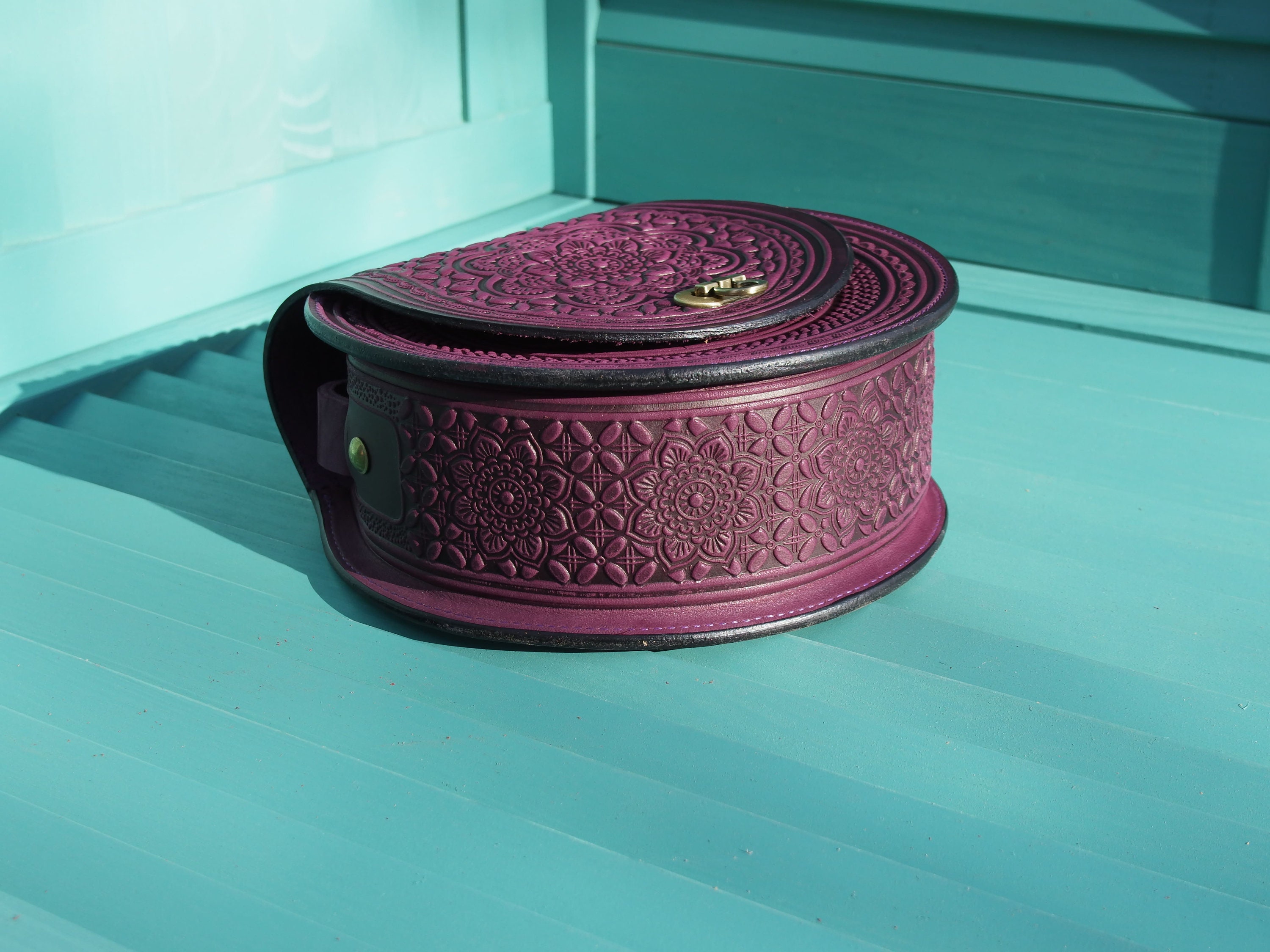 Round shoulder Purple leather bag Genuine leather sling bag Etsy