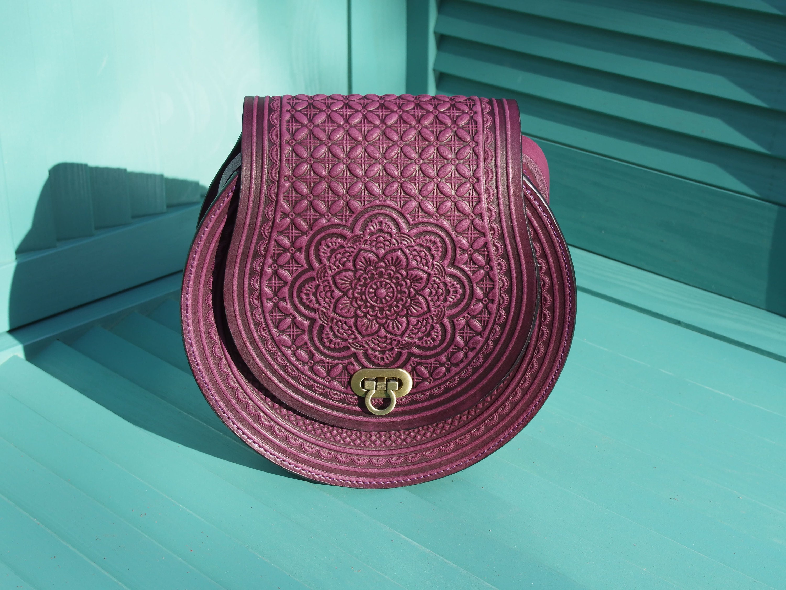 Round Shoulder Purple Leather Bag Genuine Leather Sling Bag Etsy UK