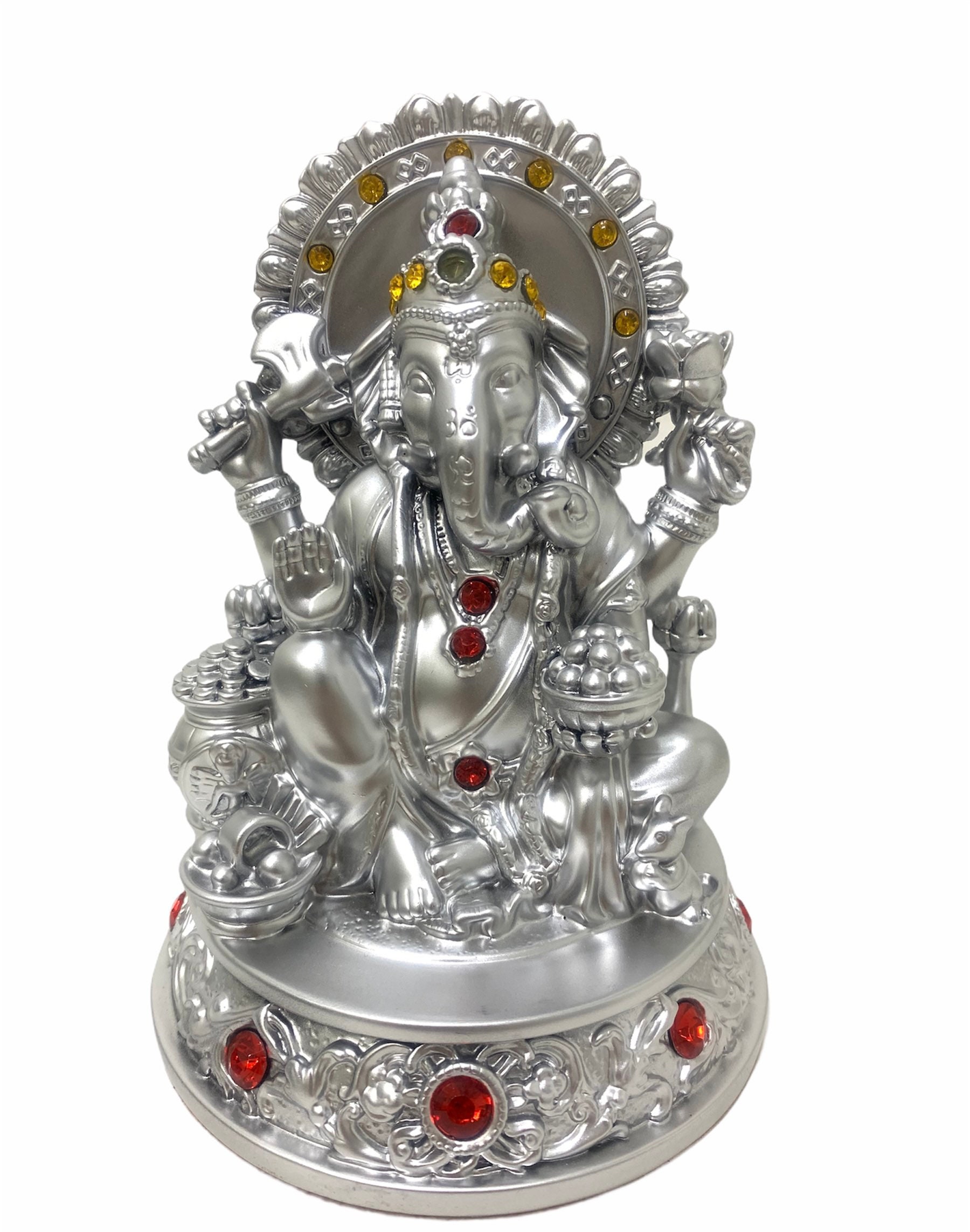 Silver Ganesha Lightweight Statue Elephant Face God Lord Etsy