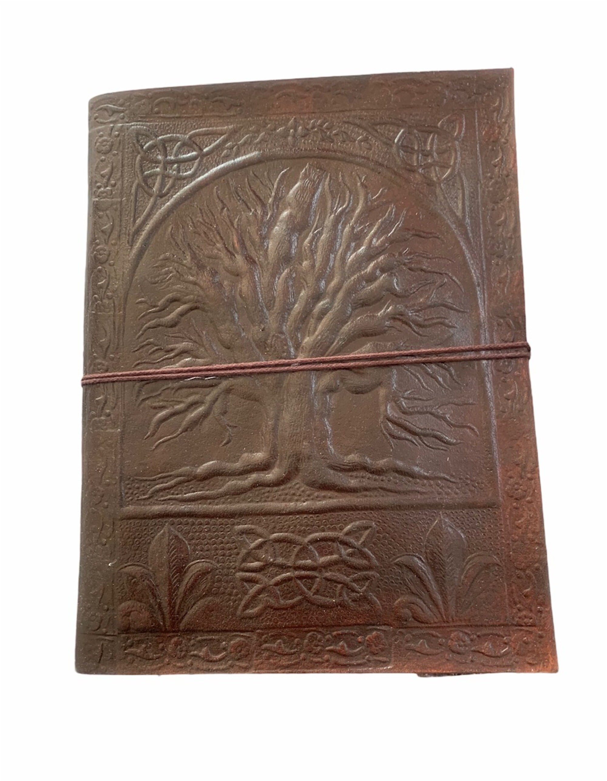 Handmade Tree Of Life pendant extra mini leather journal,leather journal,leather notebook,steampunk,leather bound,leather diary 