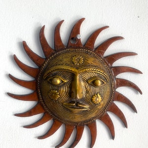 Antique Style Brass Sun Face Ornament Sun Mask wall hanging Buddha Plaque