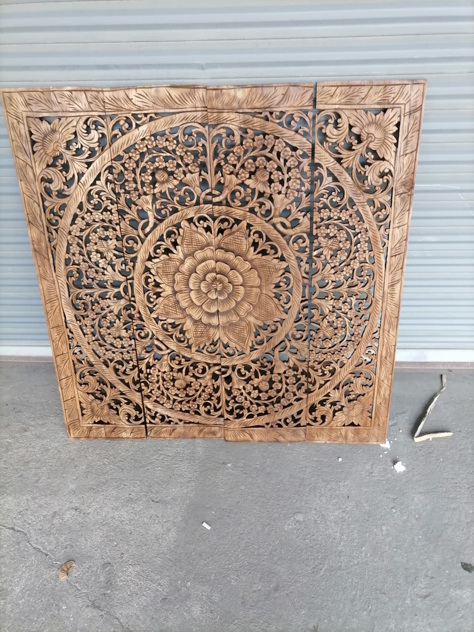 Mandala Wood Carved Panel 48 x 48 inches Wooden Plaque Lotus Etsy