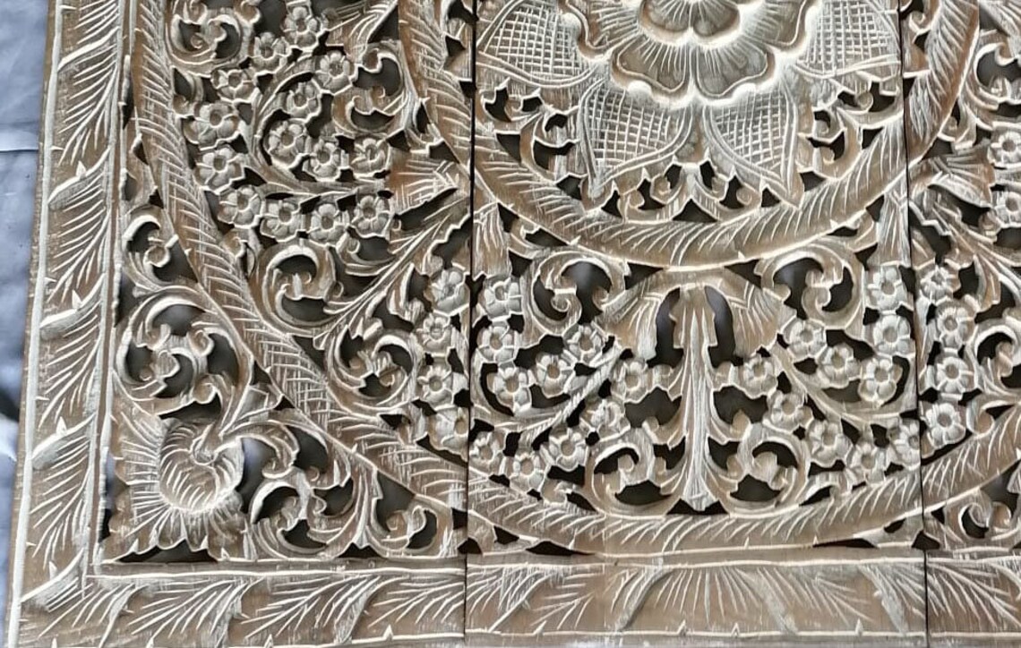 Weiß waschen Mandala Holz geschnitzt Panel 90 x 90 Cm Wand | Etsy