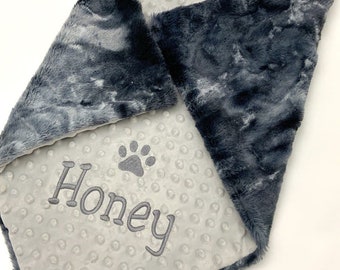 Furry Chenille Tie-Dye Pet Blanket - Personalized Dog Blanket - Dog Paw Puppy Custom Blanket - Personalized pet Blanket