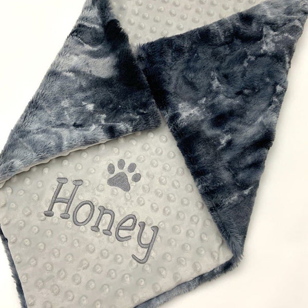 Furry Chenille Tie-Dye Pet Blanket - Personalized Dog Blanket - Dog Paw Puppy Custom Blanket - Personalized pet Blanket