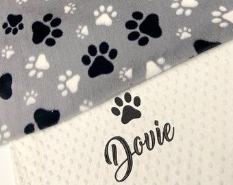 Custom Gray Pet Blanket - Personalized Dog Gift - Puppy Custom Blanket - Personalized Pet Blanket - Dog soft blanket