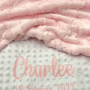 Personalized Baby Blanket - Custom Embroidered Blanket for kids -  Fluffy pink baby blanket -Baby Shower Gift -baby girl blanket -Luxe Minky