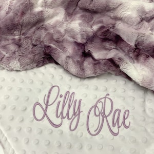 Personalized Baby Blanket for girl - Vanilla Berry Sorbet Luxe with White Dot Minky - Baby Shower Gift - Newborn Girl Or Newborn Boy