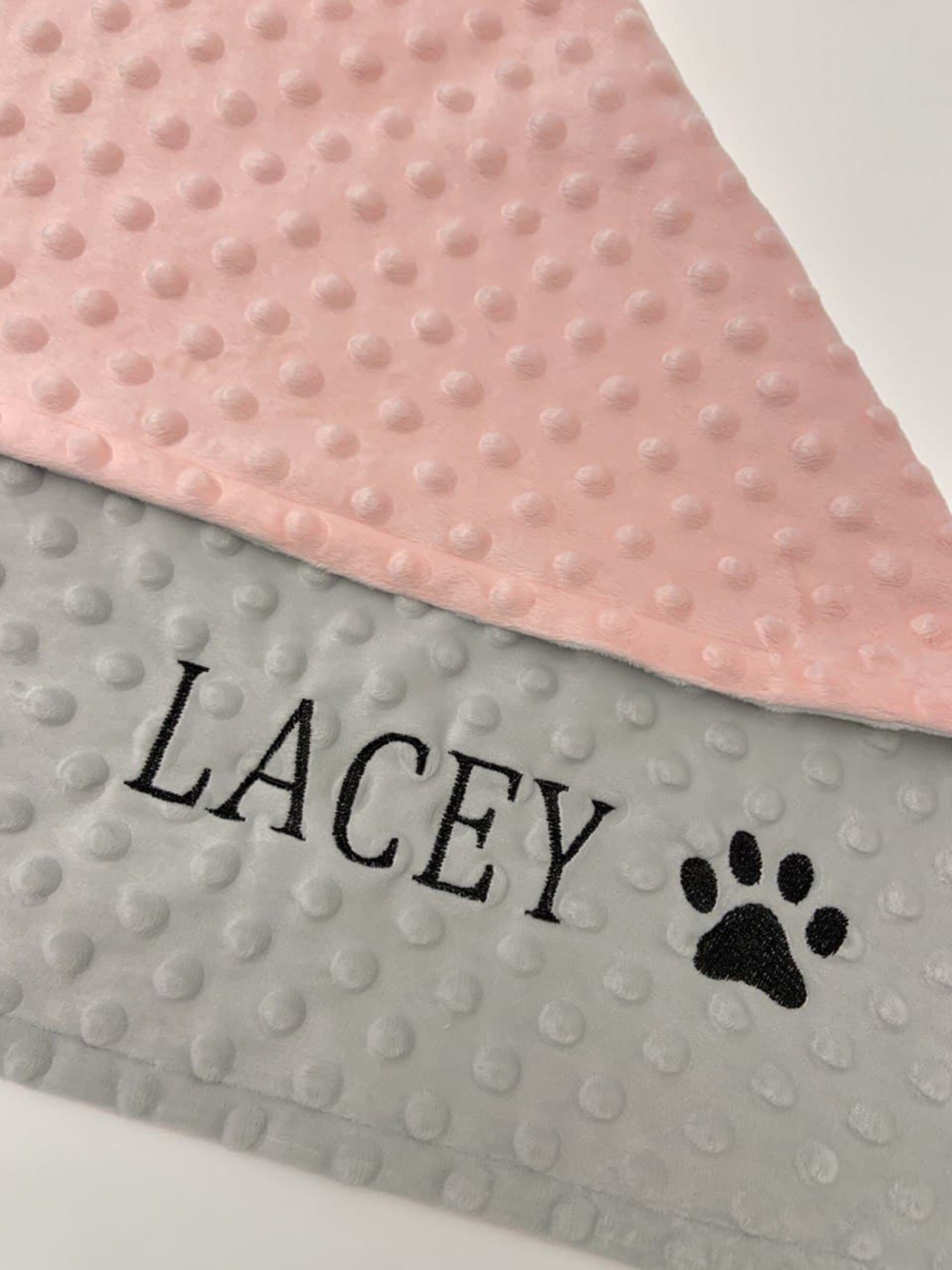 Pink Personalized Pet Blanket Black Paw Name Blanket custom Etsy