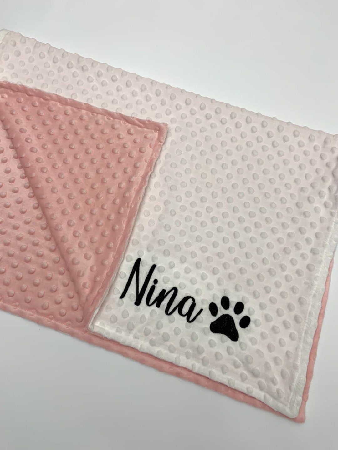 Pink Personalized Pet Blanket Black Paw Name Blanket custom Pet Blanket