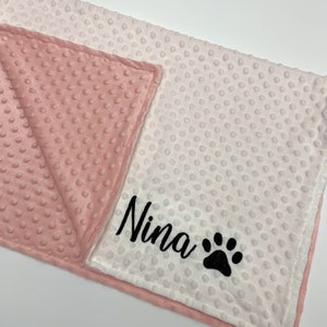 Pink Personalized Pet Blanket - Black Paw name blanket -Custom Pet Blanket- Pink Dog Blanket- Pet Comforter -Dog name Blanket -Puppy Blanket