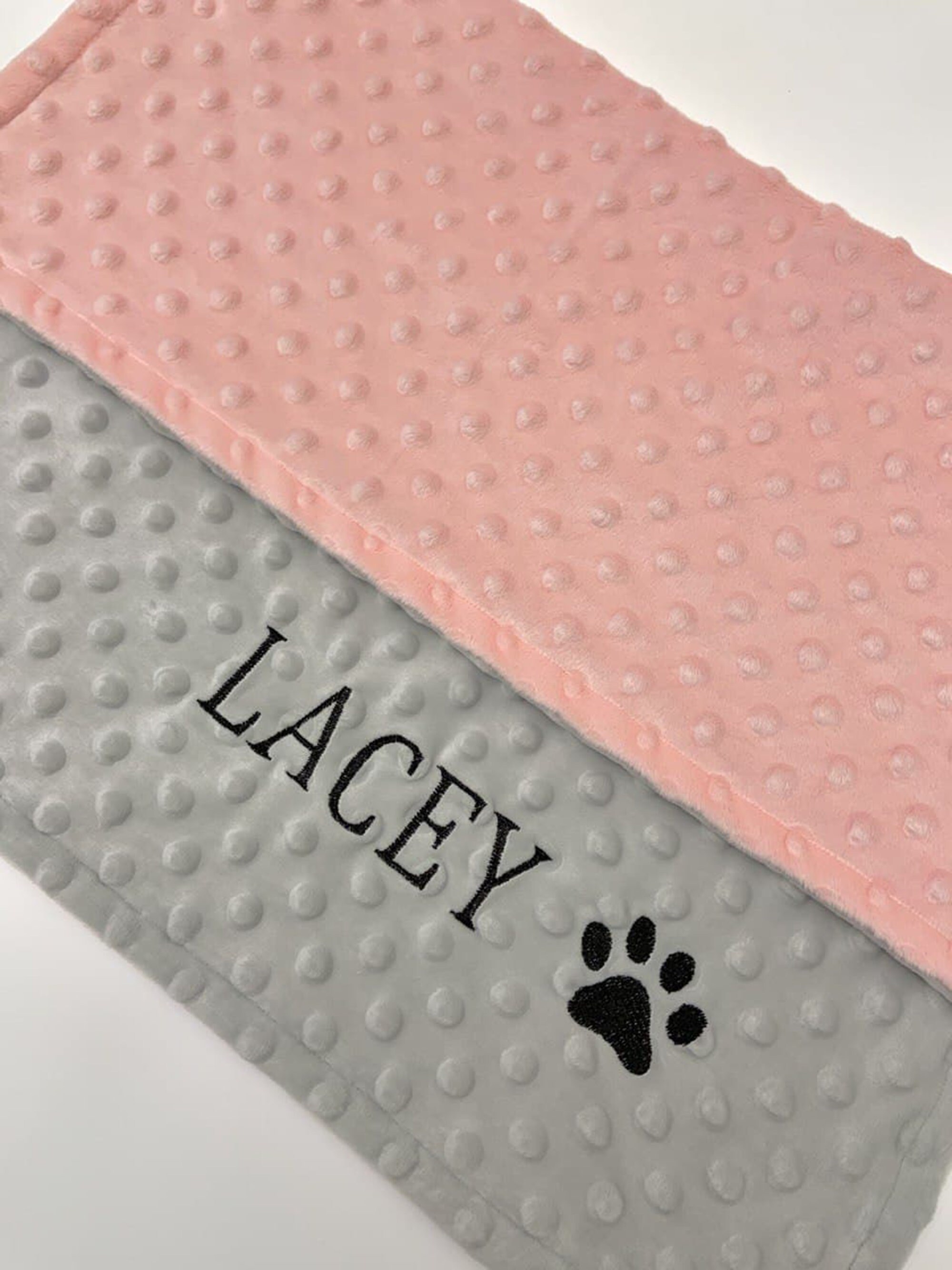 Pink Personalized Pet Blanket Black Paw Name Blanket custom Etsy