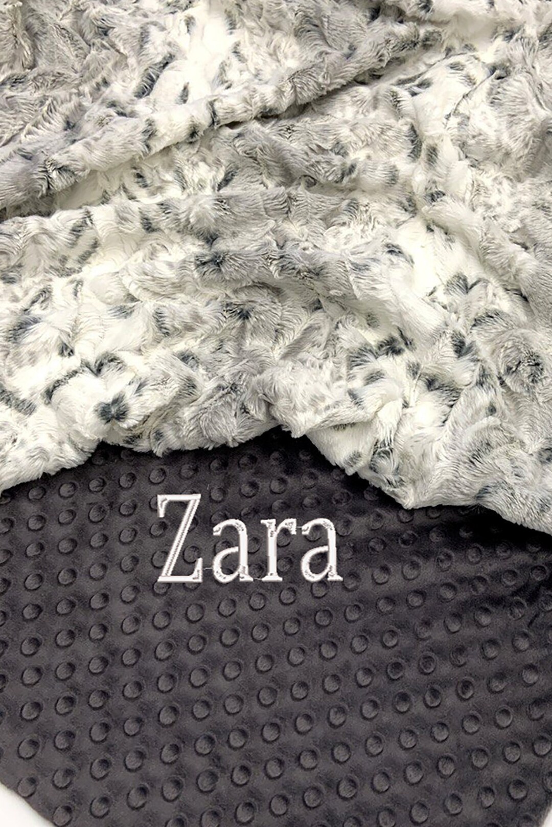 Alloy Snowy Owl Fabric With Dot Minky Personalized Baby Blanket Baby