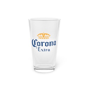 Pint Glass Beer Corona Extra Beer High Quality Logo, Mens Gift, Beer Lovers Gift, Birthday Gift, Transparent Glass ,16oz