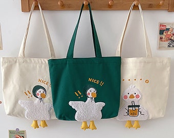 Girl Canvas Wine Duck Tote Bag Strong Large Girl Canvas Wine Duck Tote Bag Strong Large