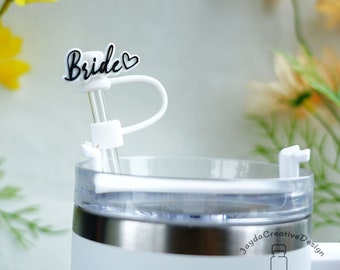 Bride Straw Cap for Stanley Cup,Bride Wedding Stanley Straw Topper,3D Print Charms for Wedding Favors,Wedding Cup Accessories,Gift