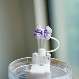 Custom Initial Bow Straw Topper, Reusable Bow Stanley Straw Cap, Soft Silicone Straw Cover, Bow Charm for Straw Topper, Great Gifts Idea