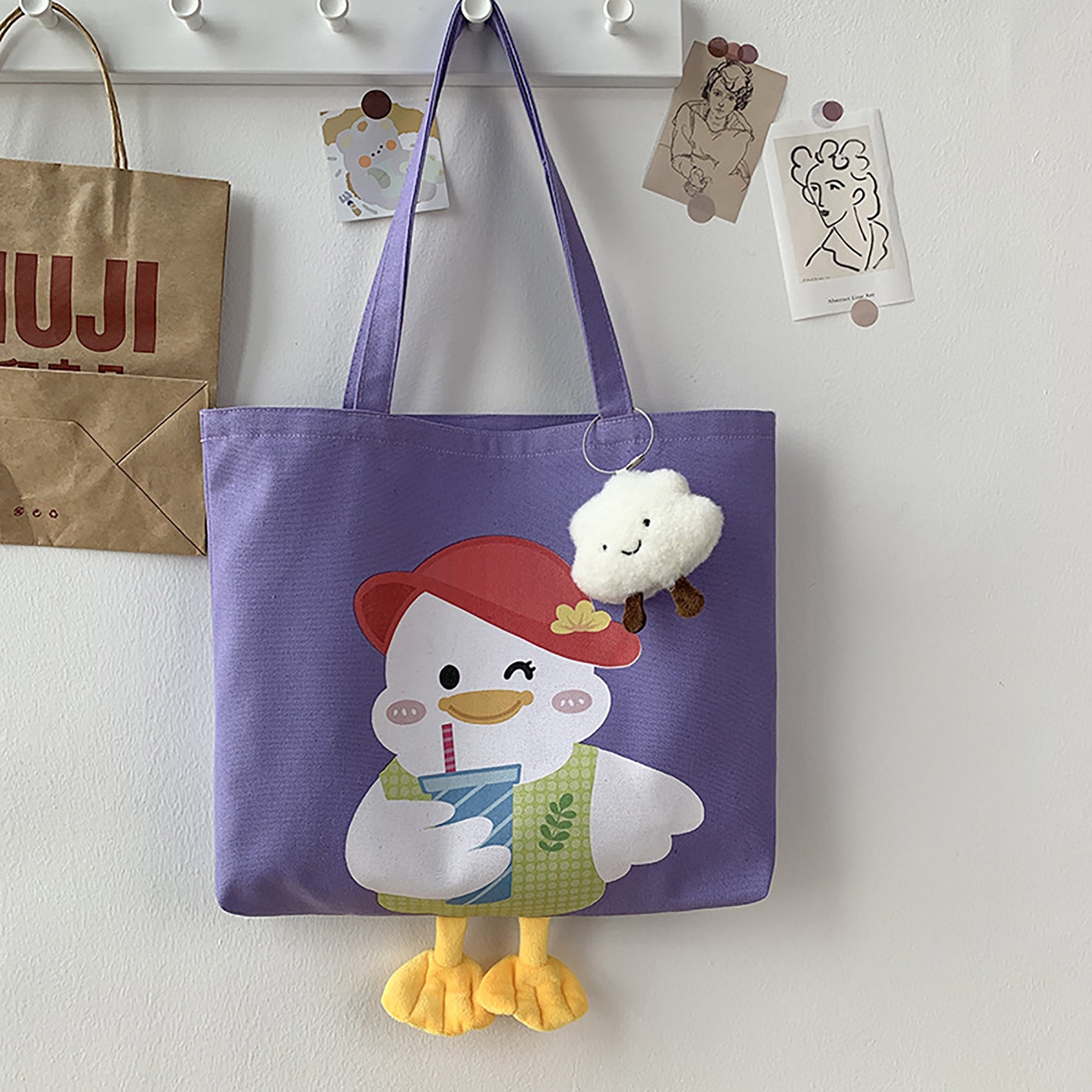 Handmade Cute Duck Animal Tote BagHand EmbroideredReusable Etsy