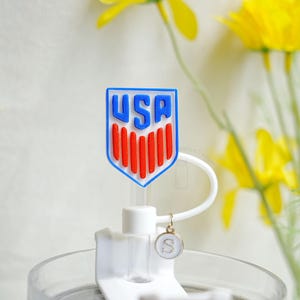 Custom USA Pattern Straw Topper, Unique USA Straw Cap for Stanley Cup, Straw Cover with Letters Charms, Stanley Accessories, Gifts for Her