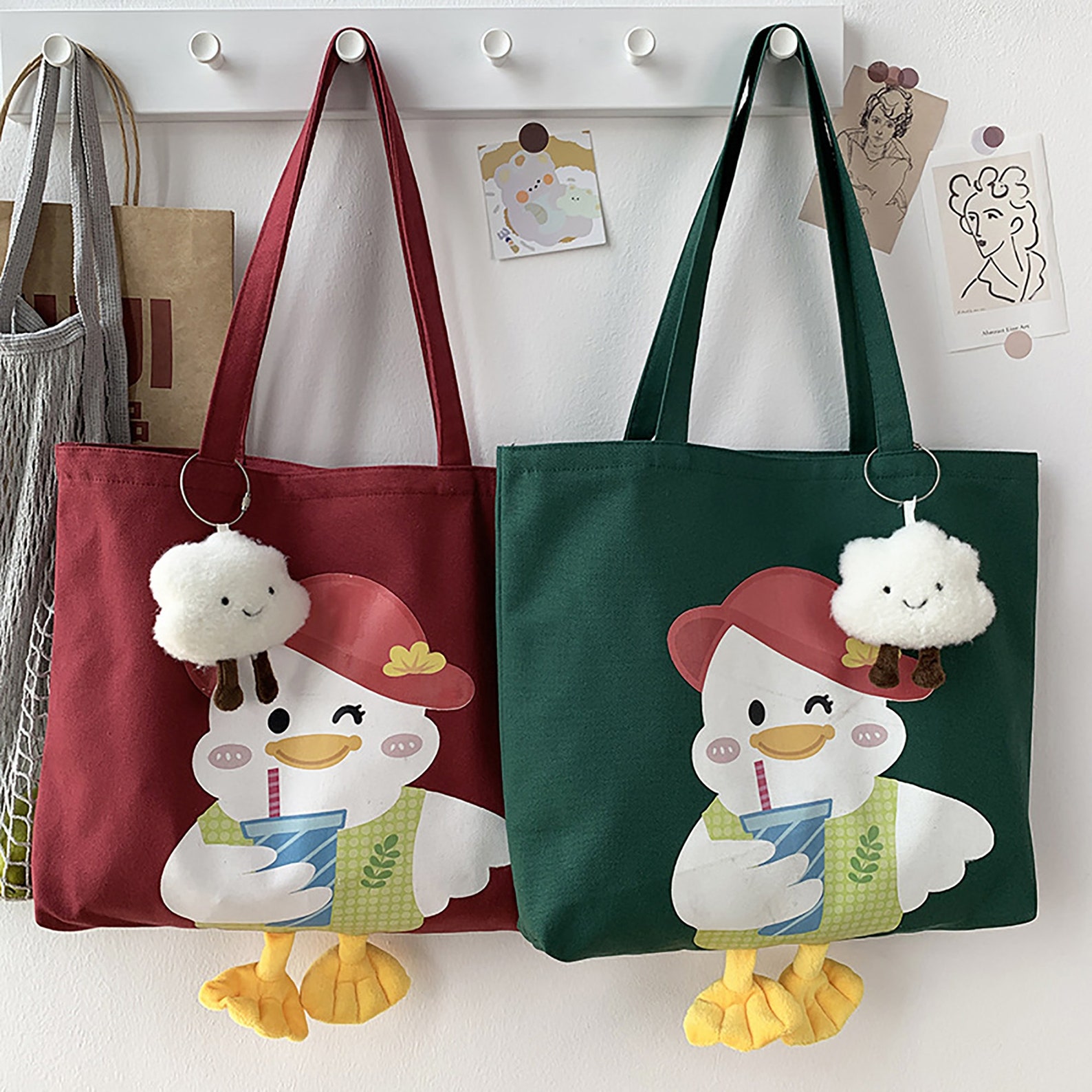 Handmade Cute Duck Animal Tote BagHand EmbroideredReusable Etsy