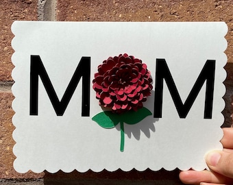 Mother's Day Card | Happy Mother's Day Handmade Card | Card for Mum with Flowers | Flowers Mom Greetings Card | Blank Mothers Day Card