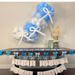 Blue and White Bow Balloon Garland, Coquette Bridal Shower Bow Balloon Arch, She&#39;s Tying the Knot Balloon Garland, Something Blue Theme