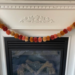 Terra Cotta Pom Pom Yarn Garland, Yarn Pom Poms, Boho Rainbow Nursery Decor, Yellow Baby Shower Decor, Pastel Baby Room Pom Pom Garland