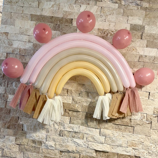 Boho Rainbow Balloon Kit / Boho Birthday Balloons / Muted Colours Balloons / DIY Kit / Party Balloon Decor / Boho Baby Shower Balloon Decor