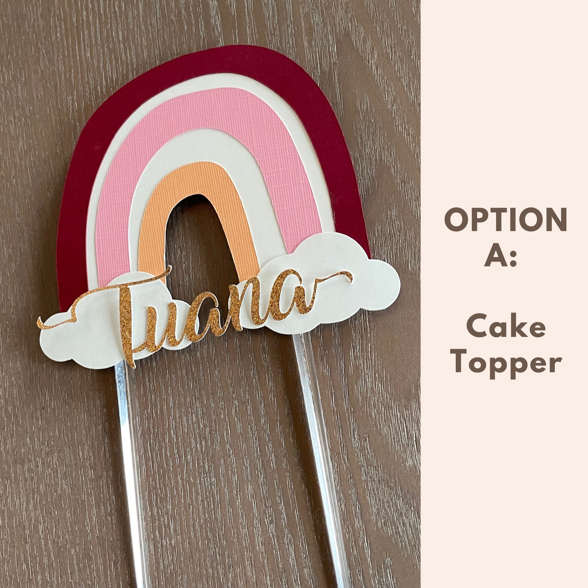 Personalized Boho Rainbow Cake Topper Custom Name Cake | Etsy